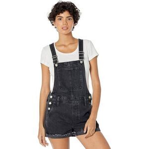 Madewell High Rise Washed Black Denim Adirondack Shortalls